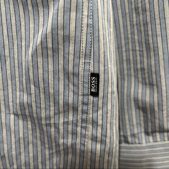 BOSS HUGO BOSS Button Down Long Sleeve Gray Striped Shirt Mens Size L - Picture 7 of 11